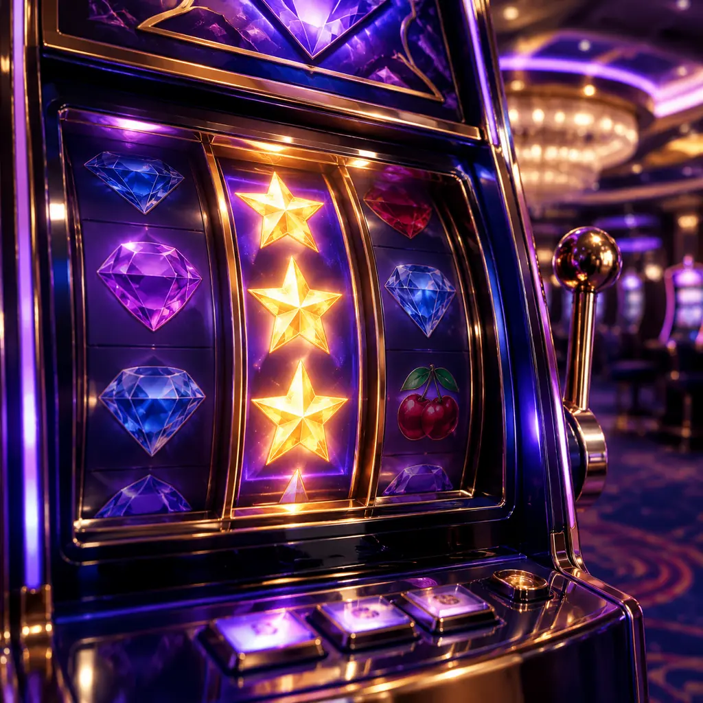 Detail mesin slot bertema bintang dengan satu kolom bercahaya
